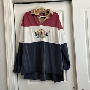 VTG American Eagle Outfitters Truemark Rugby Long Sleeve Polo Shirt XL 90s Y2K